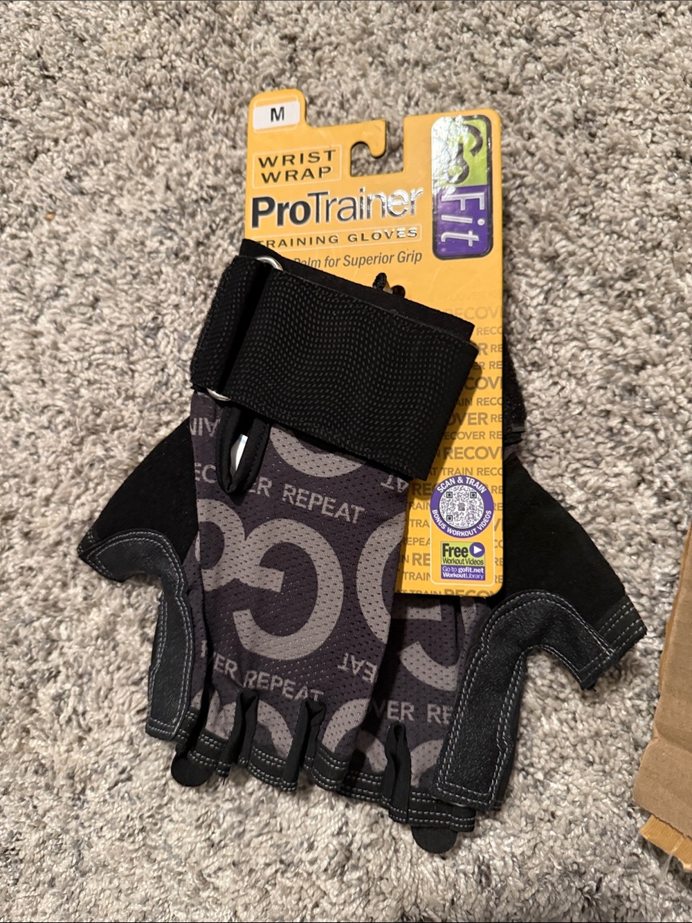 Men’s Black Wrist Wrap Training Gloves - M